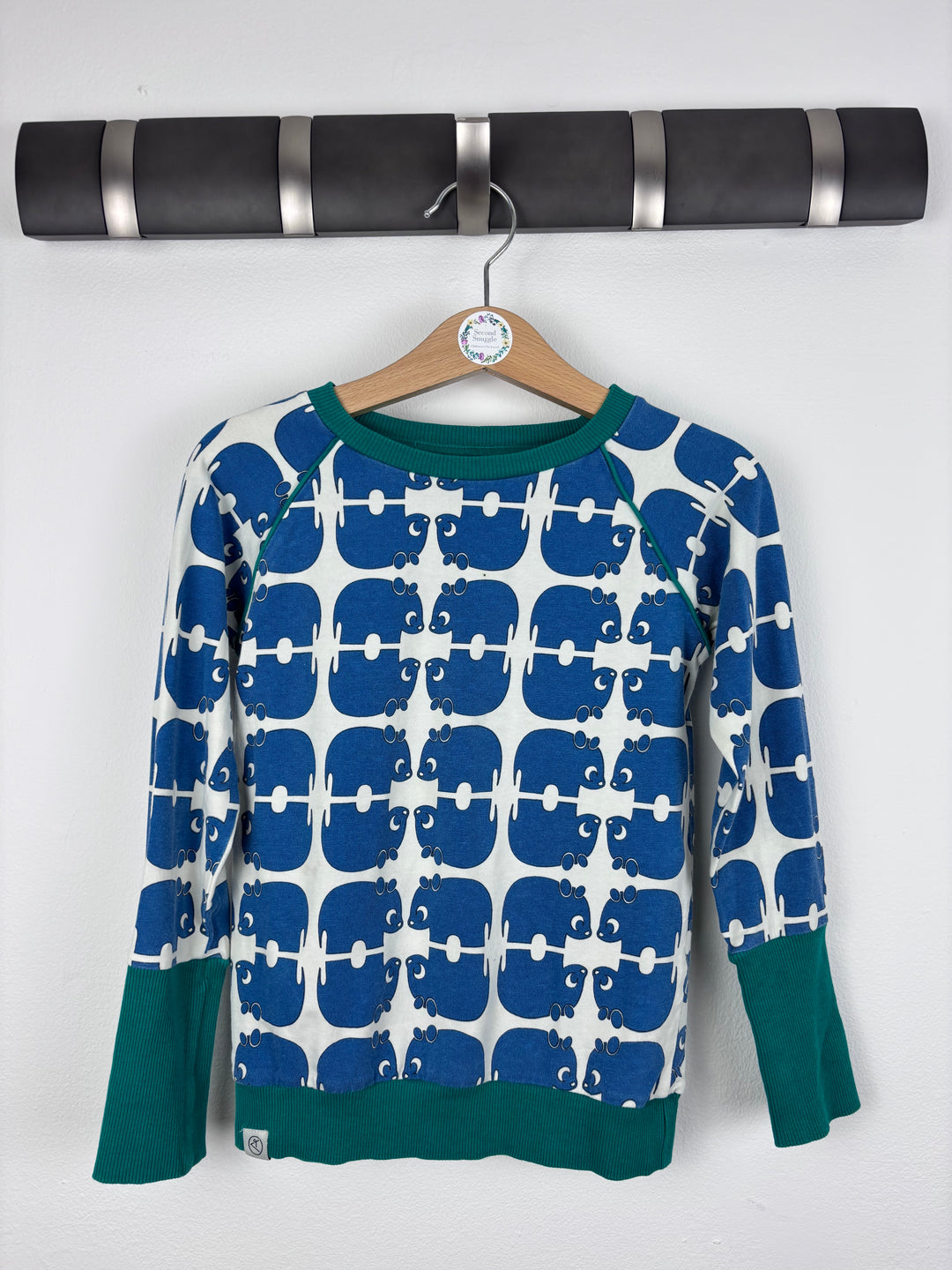 Alba Blue Hippo Print Top 104 (3-4 Years)-Tops-Second Snuggle Preloved