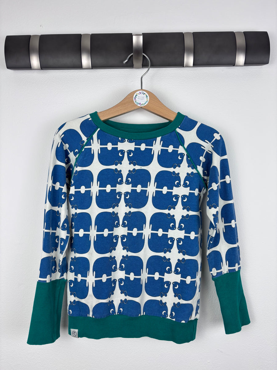 Alba Blue Hippo Print Top 104 (3-4 Years)-Tops-Second Snuggle Preloved