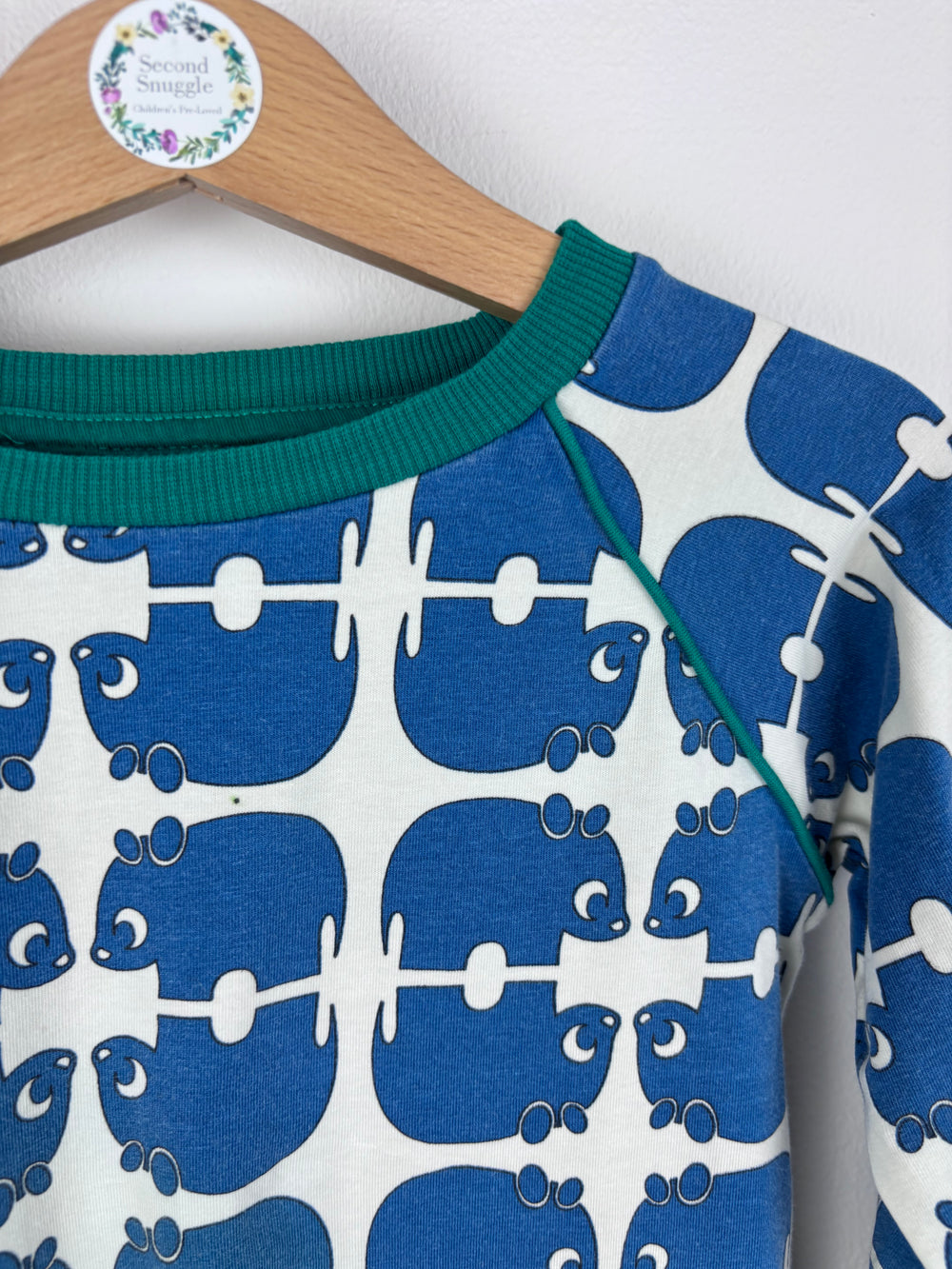 Alba Blue Hippo Print Top 104 (3-4 Years)-Tops-Second Snuggle Preloved