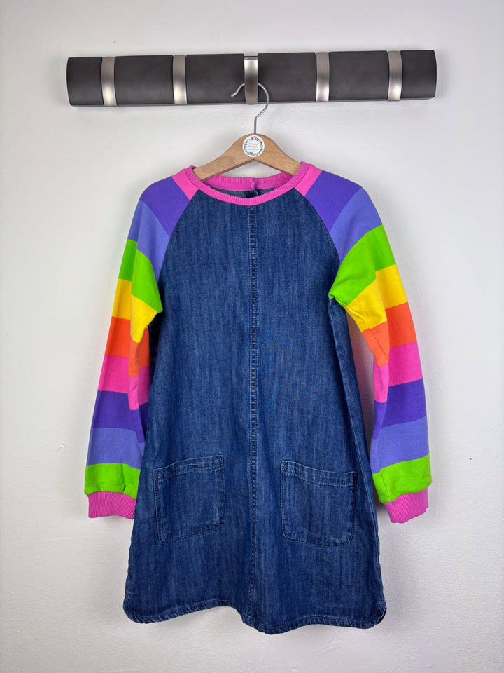 Next Denim Rainbow Sleeve Dress 6-7 Years-Dresses-Second Snuggle Preloved