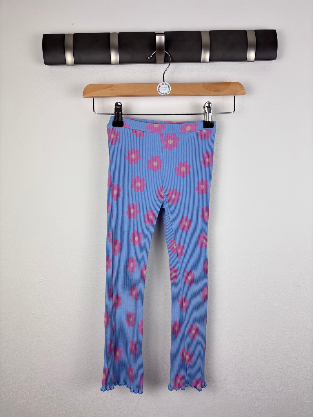 Matalan Blue Floral Ribbed Leggings 4-5 Years-Leggings-Second Snuggle Preloved