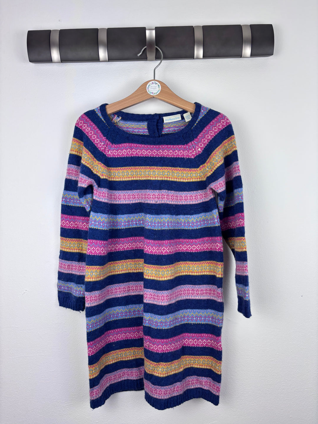JoJo Maman Bébé Multicolour Stripe Knit Dress 5-6 Years-Dresses-Second Snuggle Preloved