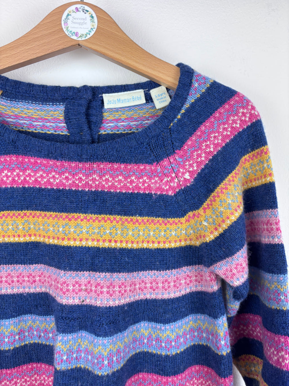 JoJo Maman Bébé Multicolour Stripe Knit Dress 5-6 Years-Dresses-Second Snuggle Preloved