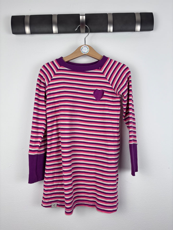 Alba Purple Stripe Heart Dress 104 (3-4 Years)-Dresses-Second Snuggle Preloved