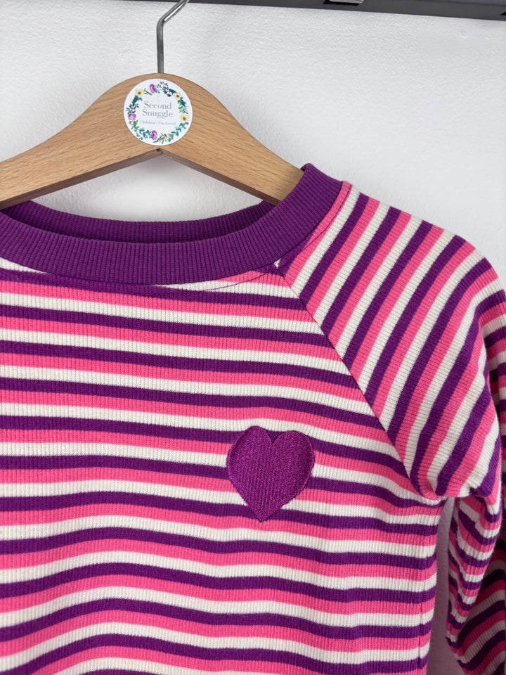 Alba Purple Stripe Heart Dress 104 (3-4 Years)-Dresses-Second Snuggle Preloved