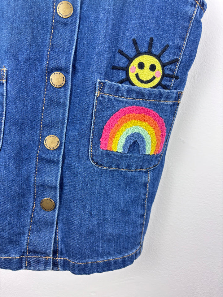 Next Denim Rainbow Pocket Pinafore Dress 5-6 Years-Dresses-Second Snuggle Preloved