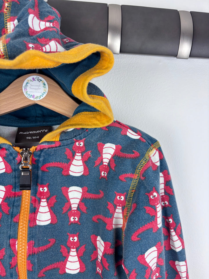 Maxomorra Fox Print Zip Hoodie 98-104 (3-4 Years)-Hoodies-Second Snuggle Preloved