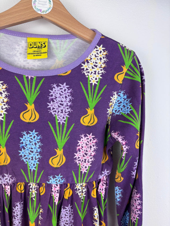 Duns Purple Hyacinth Print Long Sleeve Dress 110 (4-5 Years)-Dresses-Second Snuggle Preloved