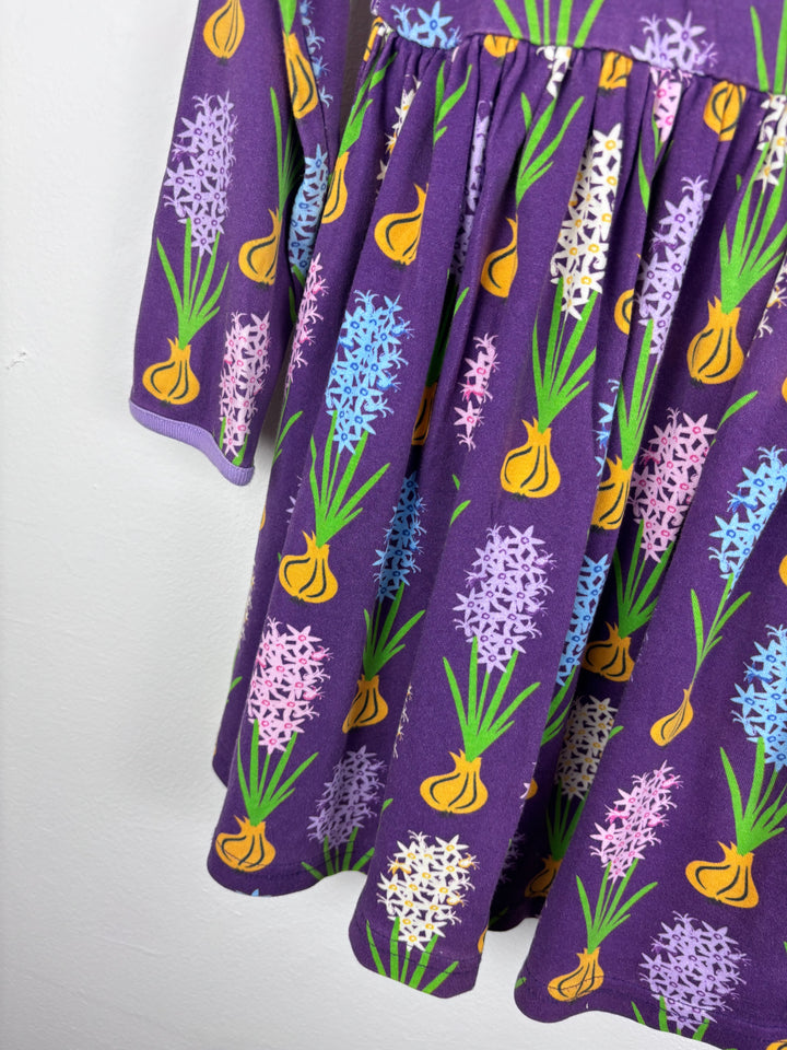 Duns Purple Hyacinth Print Long Sleeve Dress 110 (4-5 Years)-Dresses-Second Snuggle Preloved