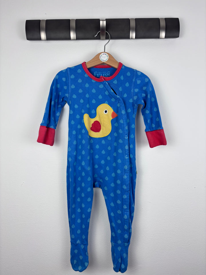 Frugi Blue Duck Appliqué Sleepsuit 3-6 Months-Sleepsuits-Second Snuggle Preloved