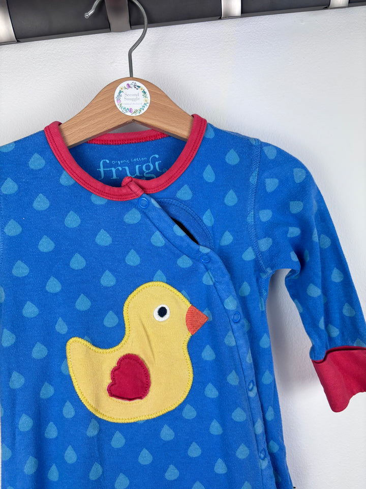 Frugi Blue Duck Appliqué Sleepsuit 3-6 Months-Sleepsuits-Second Snuggle Preloved