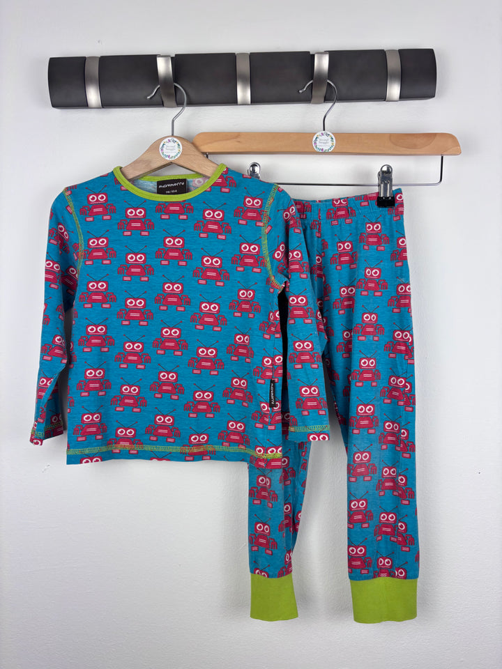 Maxomorra Blue Robot Print Pyjama Set 98/104 (3-4 Years)-Night Wear-Second Snuggle Preloved