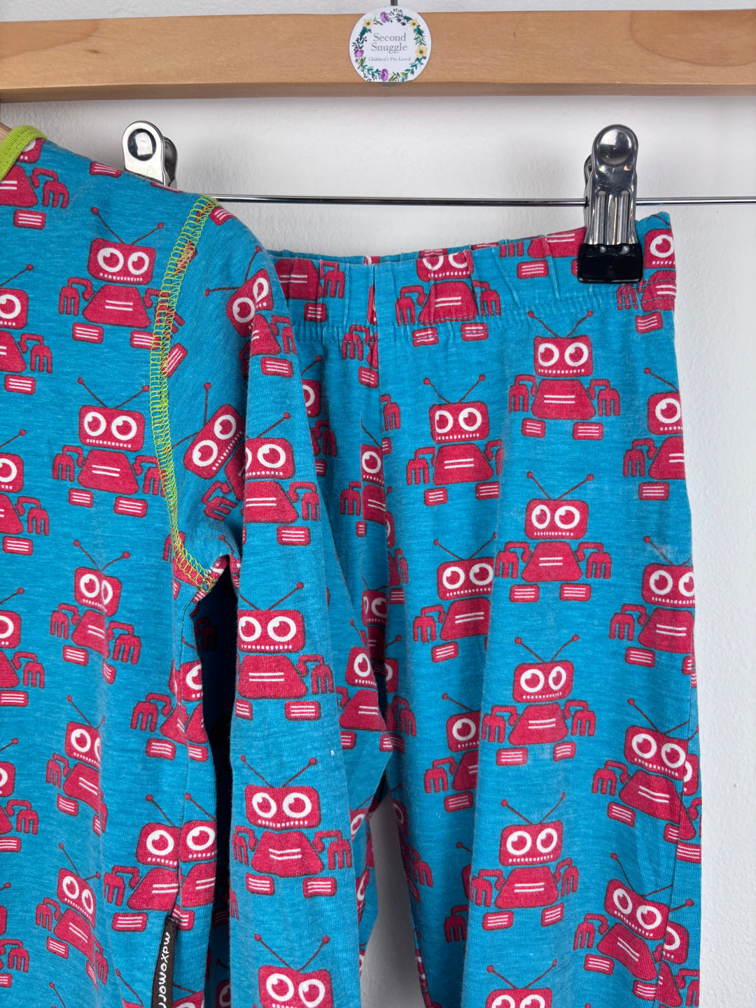 Maxomorra Blue Robot Print Pyjama Set 98/104 (3-4 Years)-Night Wear-Second Snuggle Preloved
