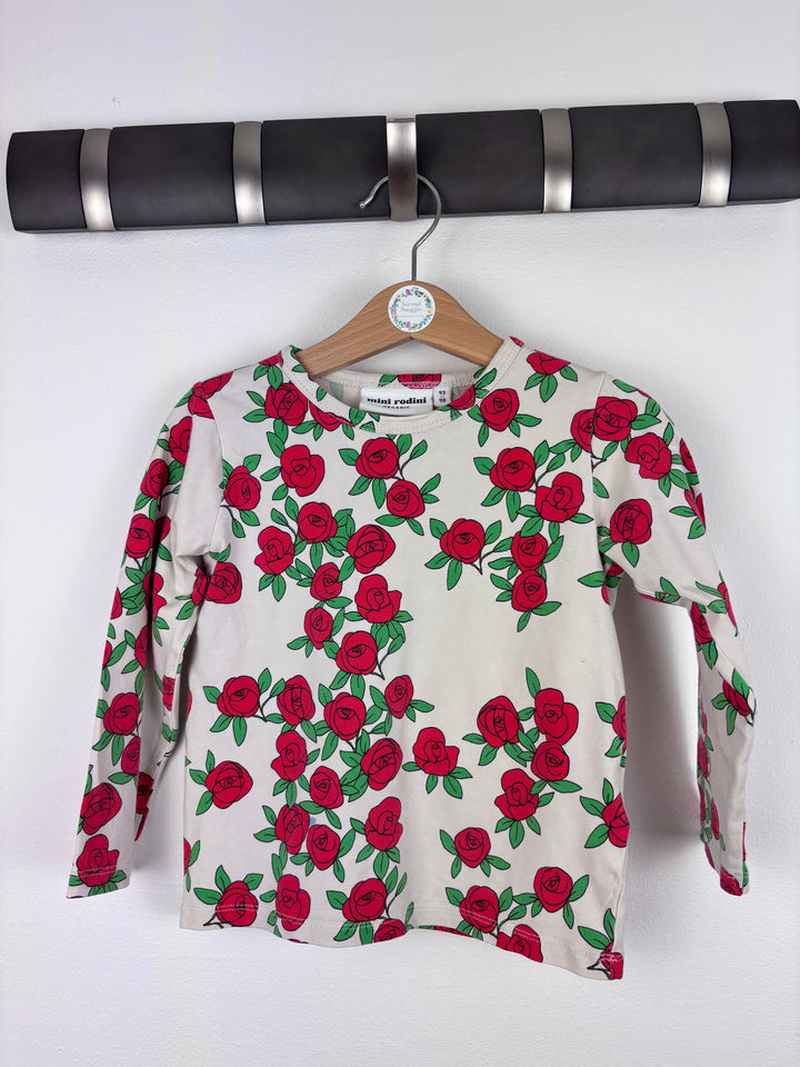 Mini Rodini Red Rose Long Sleeve Top 92/98 (2-3 Years)