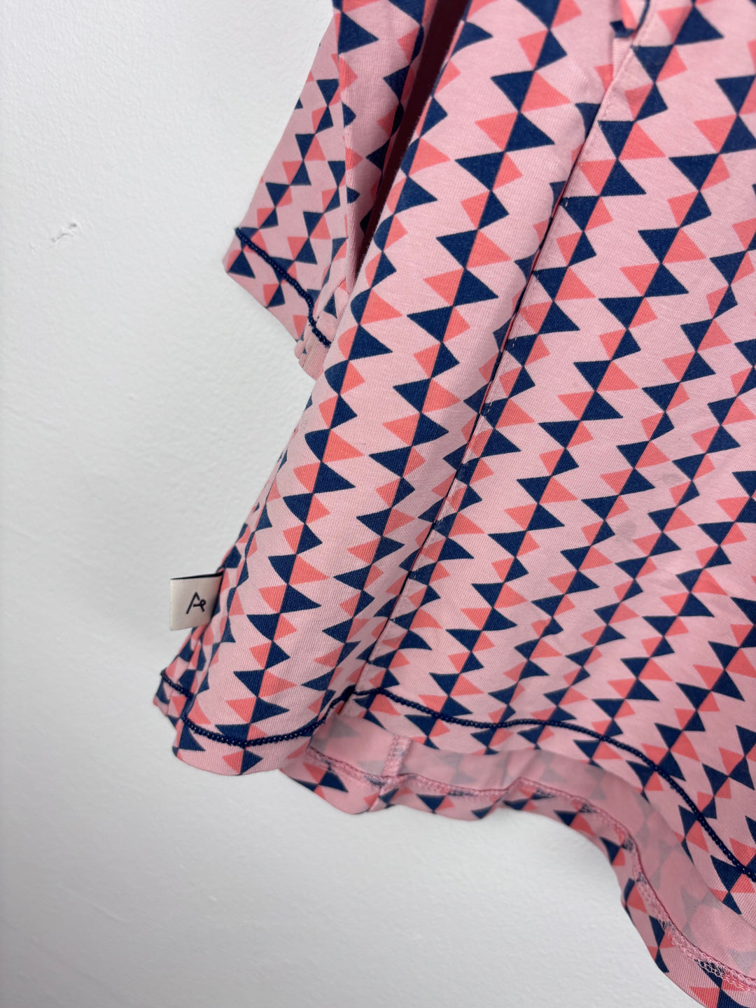 Alba Pink and Navy Geometric Ruffle Dress 104 (3-4 Years)-Dresses-Second Snuggle Preloved