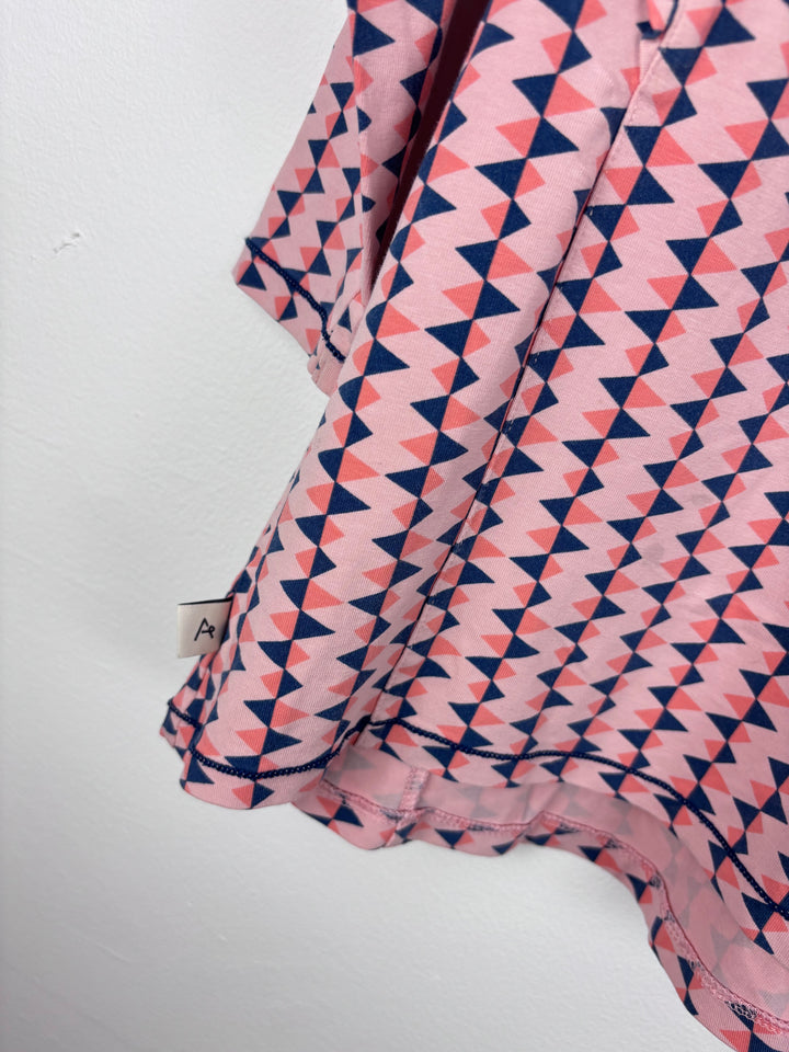 Alba Pink and Navy Geometric Ruffle Dress 104 (3-4 Years)-Dresses-Second Snuggle Preloved