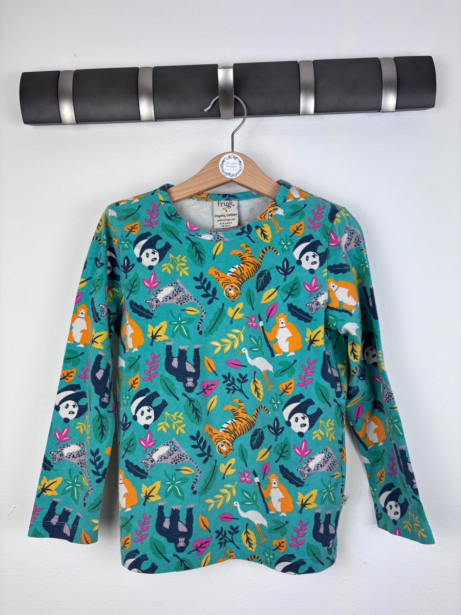 Frugi Green Jungle Animal Long Sleeve Top 5-6 Years-Tops-Second Snuggle Preloved