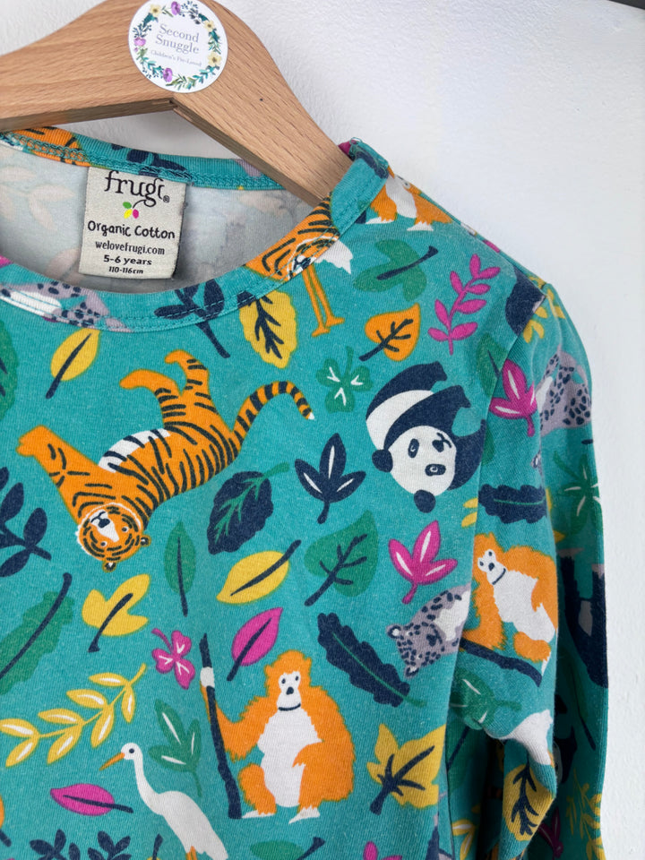 Frugi Green Jungle Animal Long Sleeve Top 5-6 Years-Tops-Second Snuggle Preloved