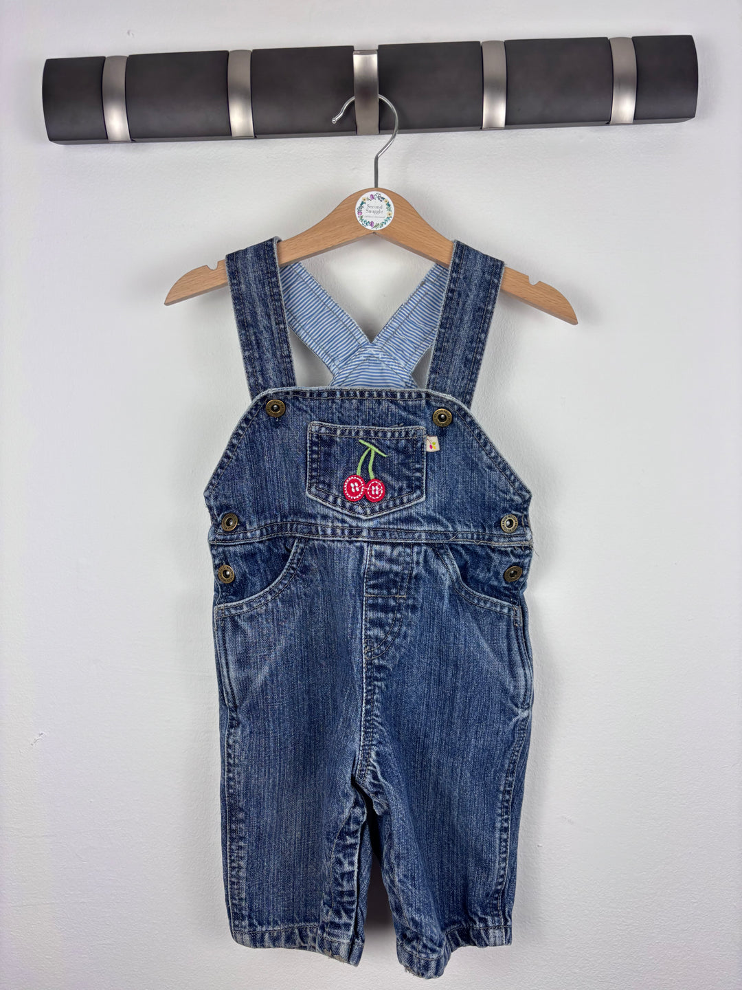 Frugi Cherry Denim Dungarees 3-6 Months-Dungarees-Second Snuggle Preloved