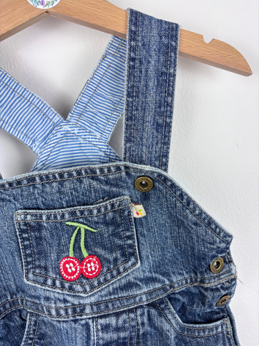 Frugi Cherry Denim Dungarees 3-6 Months-Dungarees-Second Snuggle Preloved
