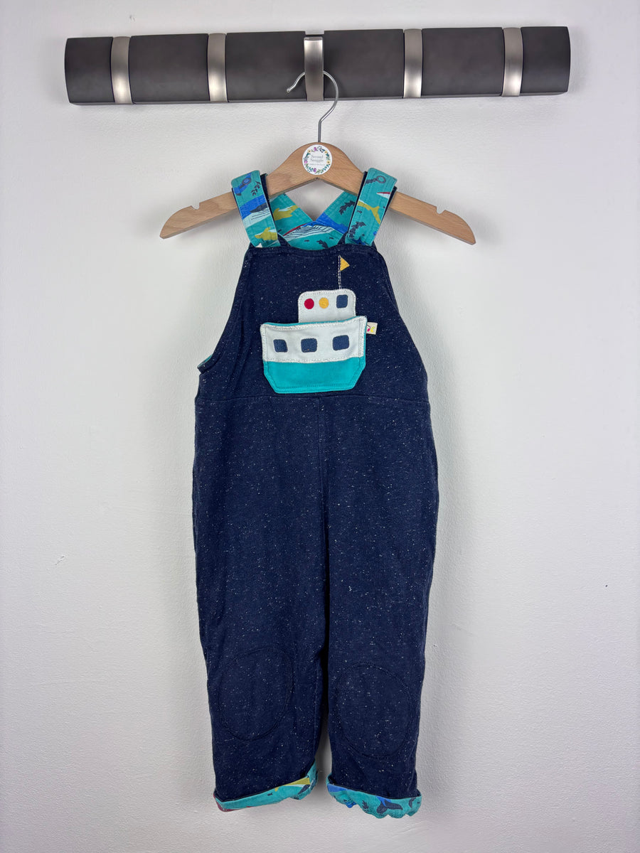 Frugi Boat Applique Dungarees 12-18 Months-Dungarees-Second Snuggle Preloved
