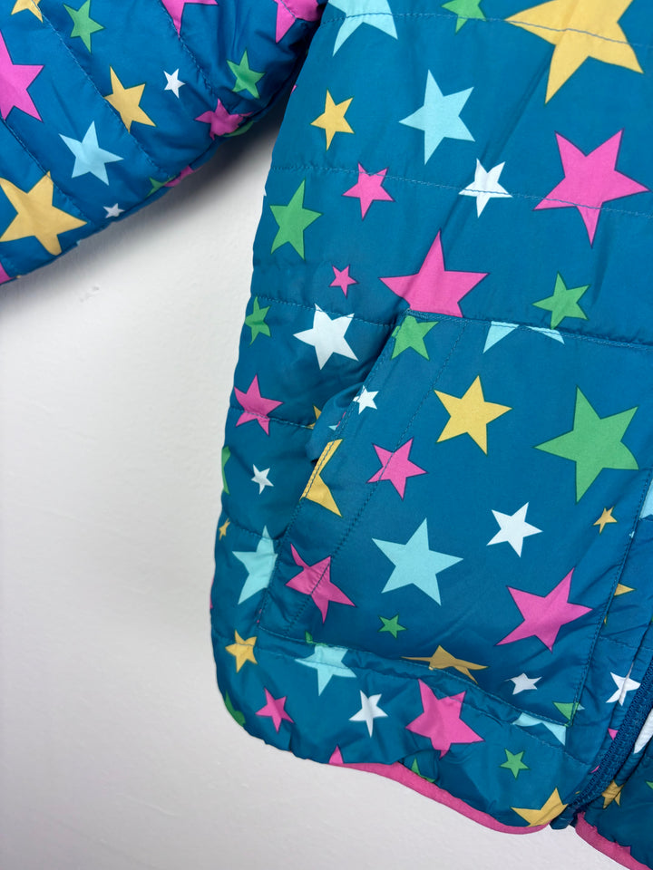 Frugi Star Packaway Print Padded Coat Teal 7-8 Years-Coats-Second Snuggle Preloved