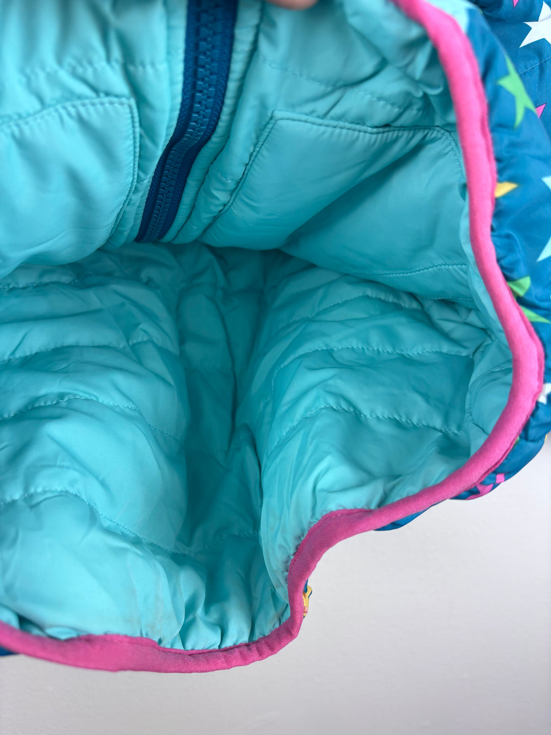 Frugi Star Packaway Print Padded Coat Teal 7-8 Years-Coats-Second Snuggle Preloved