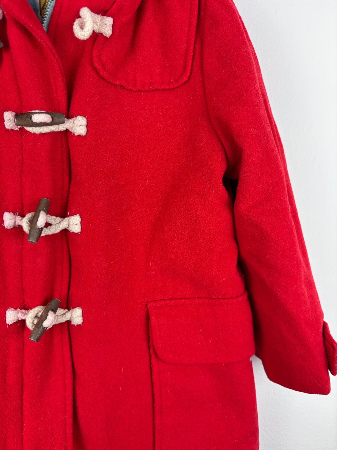 Boden Wool Duffle Coat Red Stripe Lining 5-6 Years-Coats-Second Snuggle Preloved