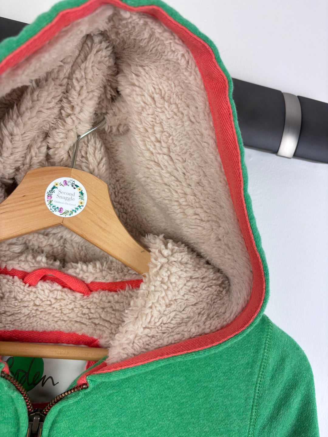 Boden Sherpa Lined Zip Hoodie Green 7-8 Years-Hoodies-Second Snuggle Preloved