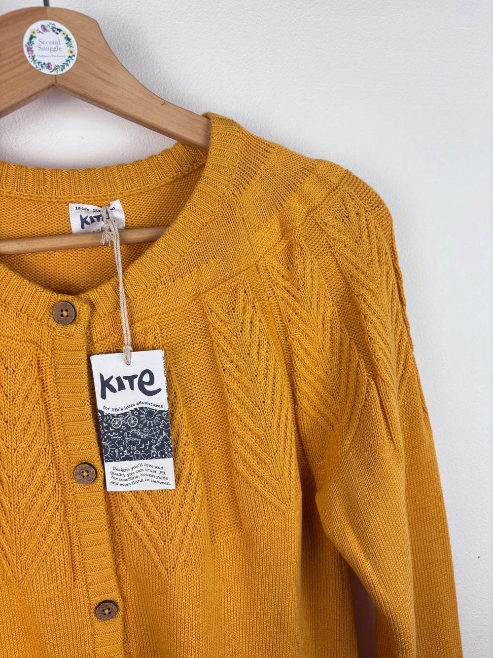 Kite Mustard Pointelle Knit Cardigan 12-13 Years-Cardigans-Second Snuggle Preloved