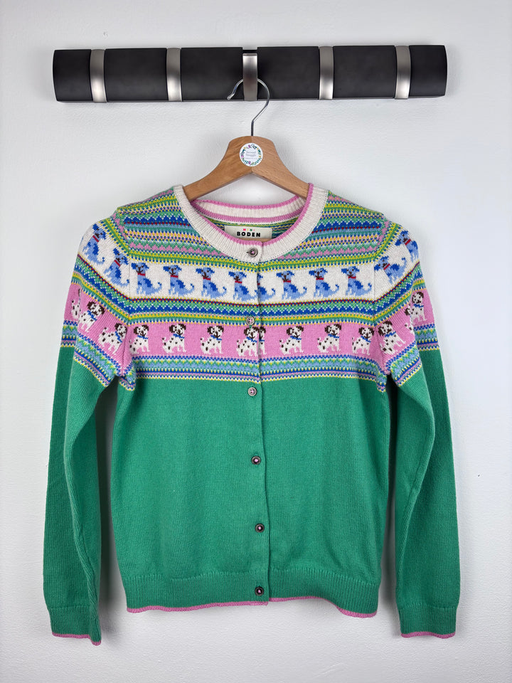 Mini Boden Dog Fair Isle Knit Cardigan Green Pink 11-12 Years-Cardigans-Second Snuggle Preloved