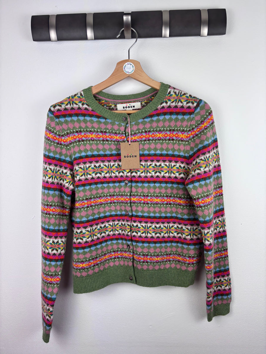 Boden Fair Isle Knit Cardigan Green Mix 11-12 Years-Cardigans-Second Snuggle Preloved