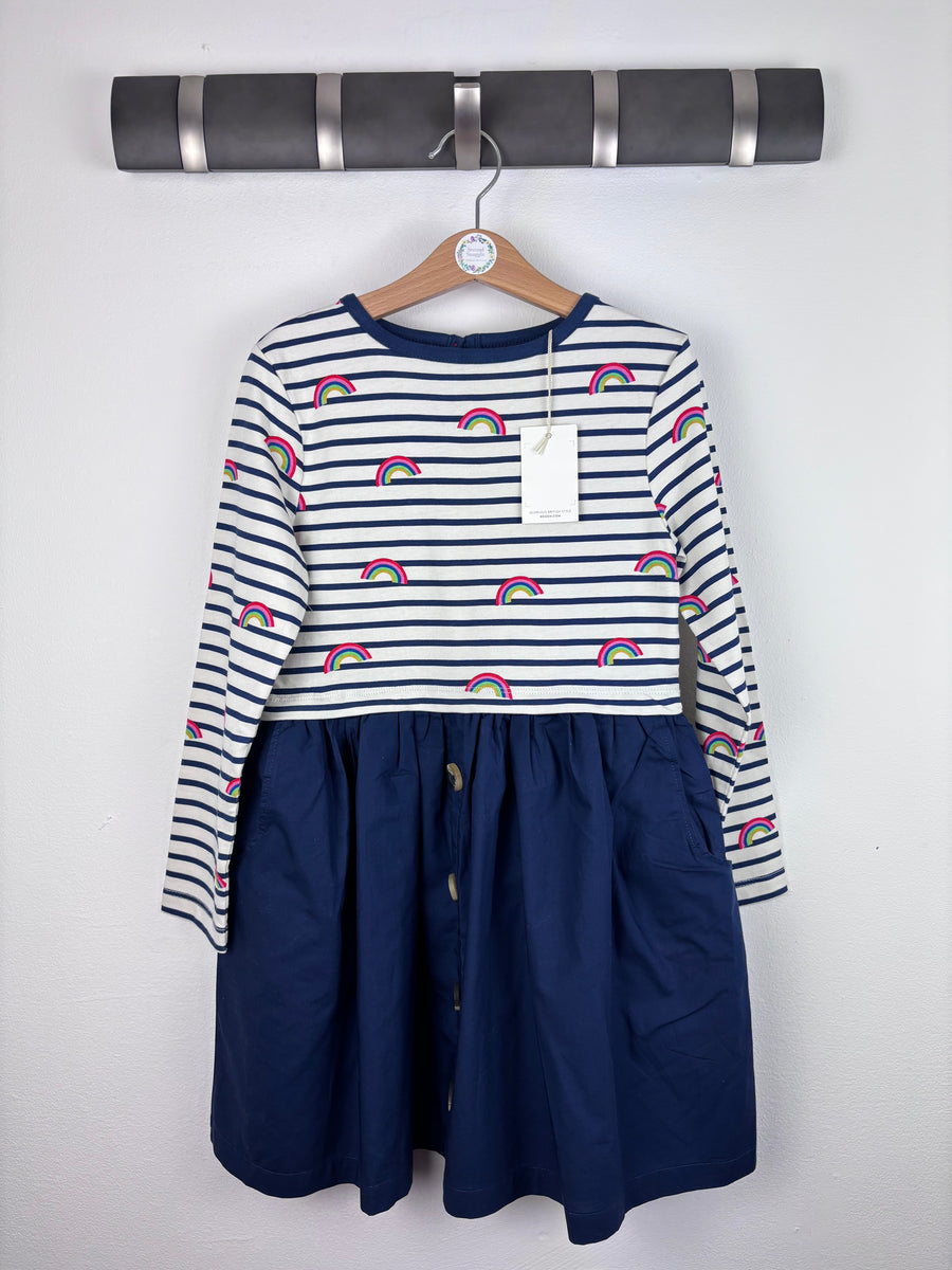 Boden Rainbow Stripe Top and Navy Skirt Dress 6-7 Years-Dresses-Second Snuggle Preloved