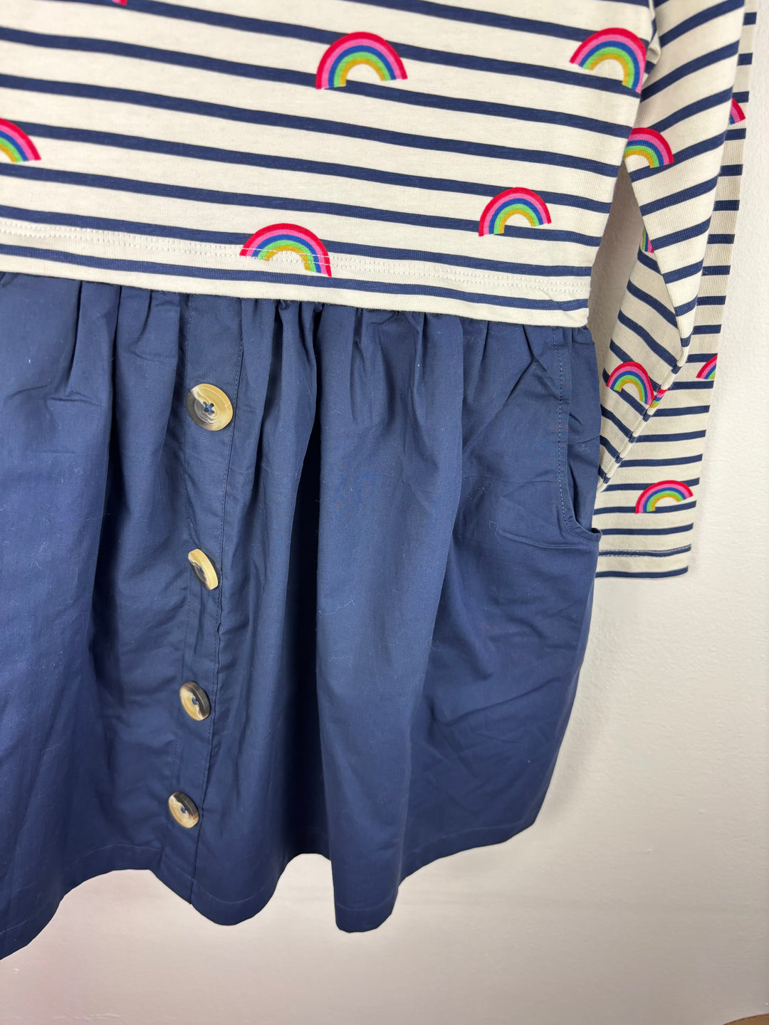 Boden Rainbow Stripe Top and Navy Skirt Dress 6-7 Years-Dresses-Second Snuggle Preloved