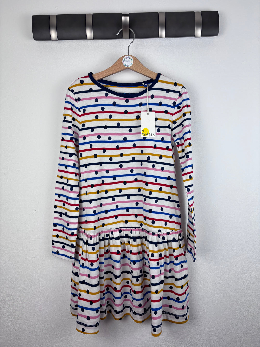 Boden Stripe Spot Long Sleeve Dress 7-8 Years-Dresses-Second Snuggle Preloved