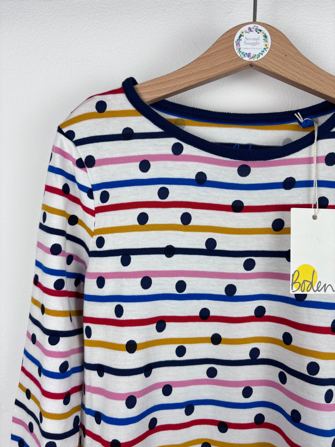 Boden Stripe Spot Long Sleeve Dress 7-8 Years-Dresses-Second Snuggle Preloved