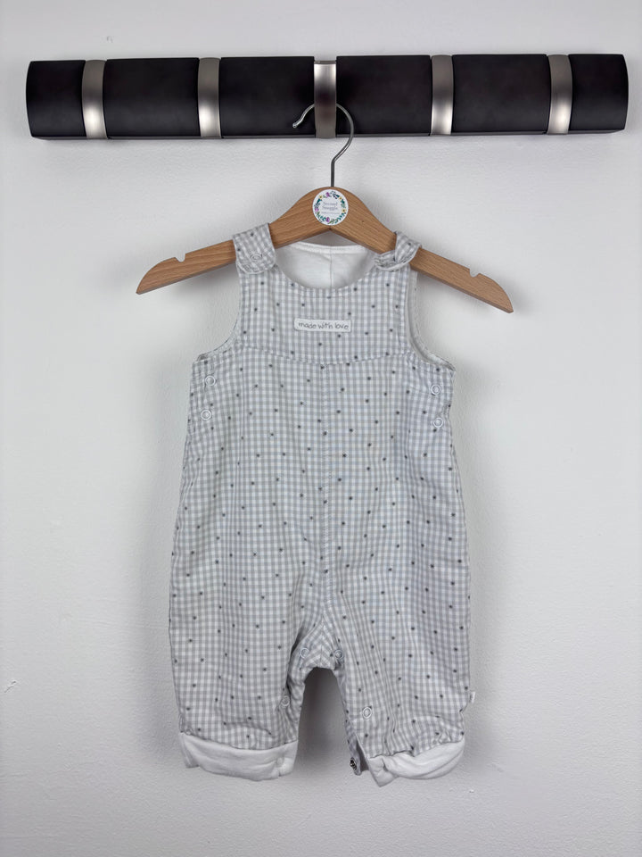 Mothercare Grey Gingham Star Dungarees New Baby-Dungarees-Second Snuggle Preloved