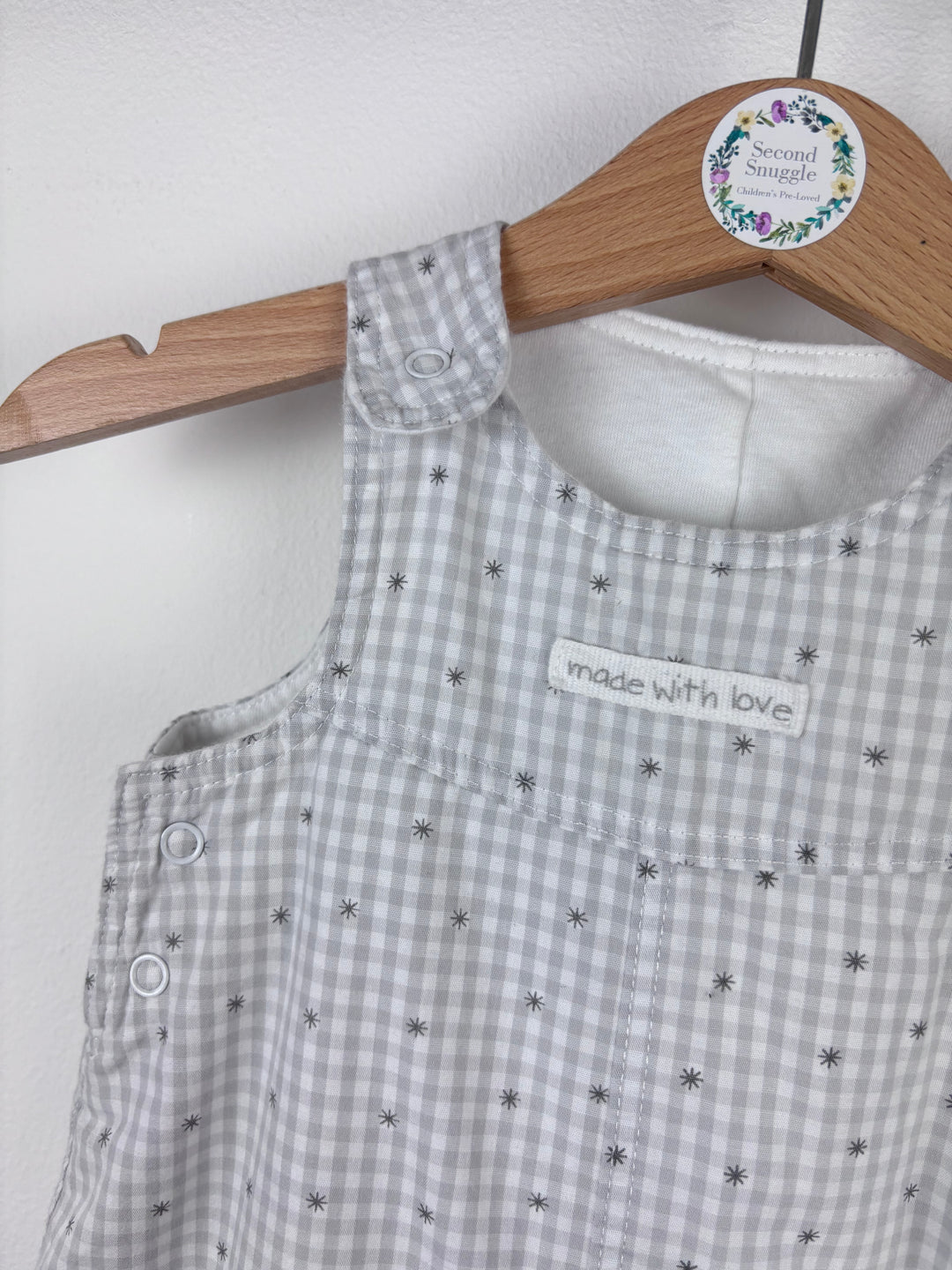 Mothercare Grey Gingham Star Dungarees New Baby-Dungarees-Second Snuggle Preloved