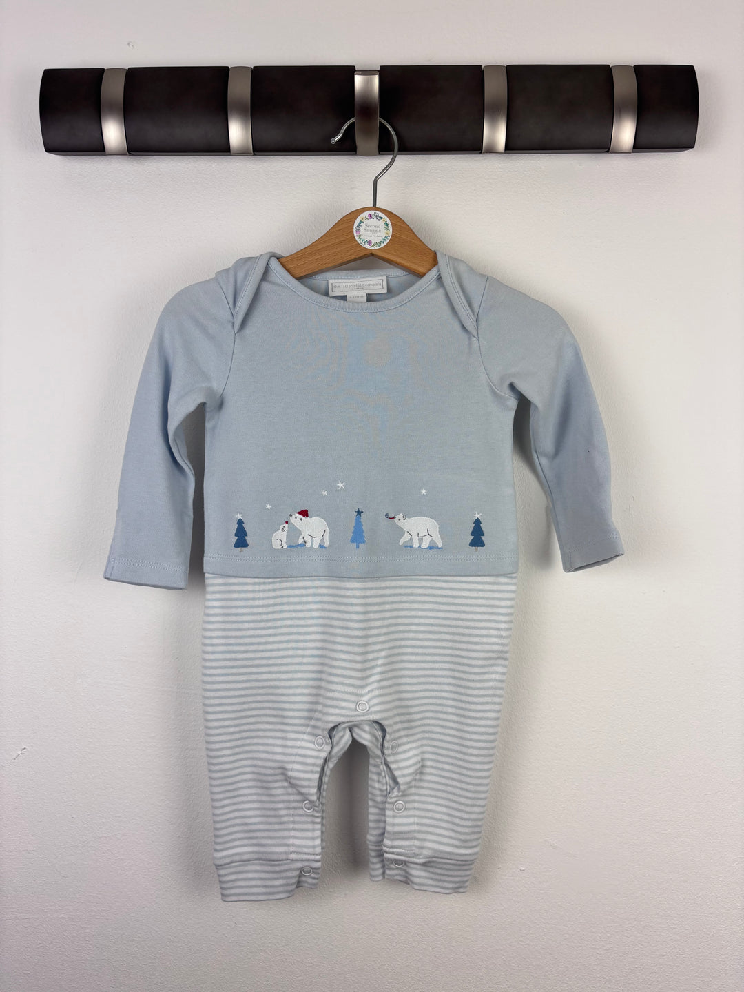 The Little White Company Blue Polar Bear Sleepsuit 3-6 Months-Rompers-Second Snuggle Preloved