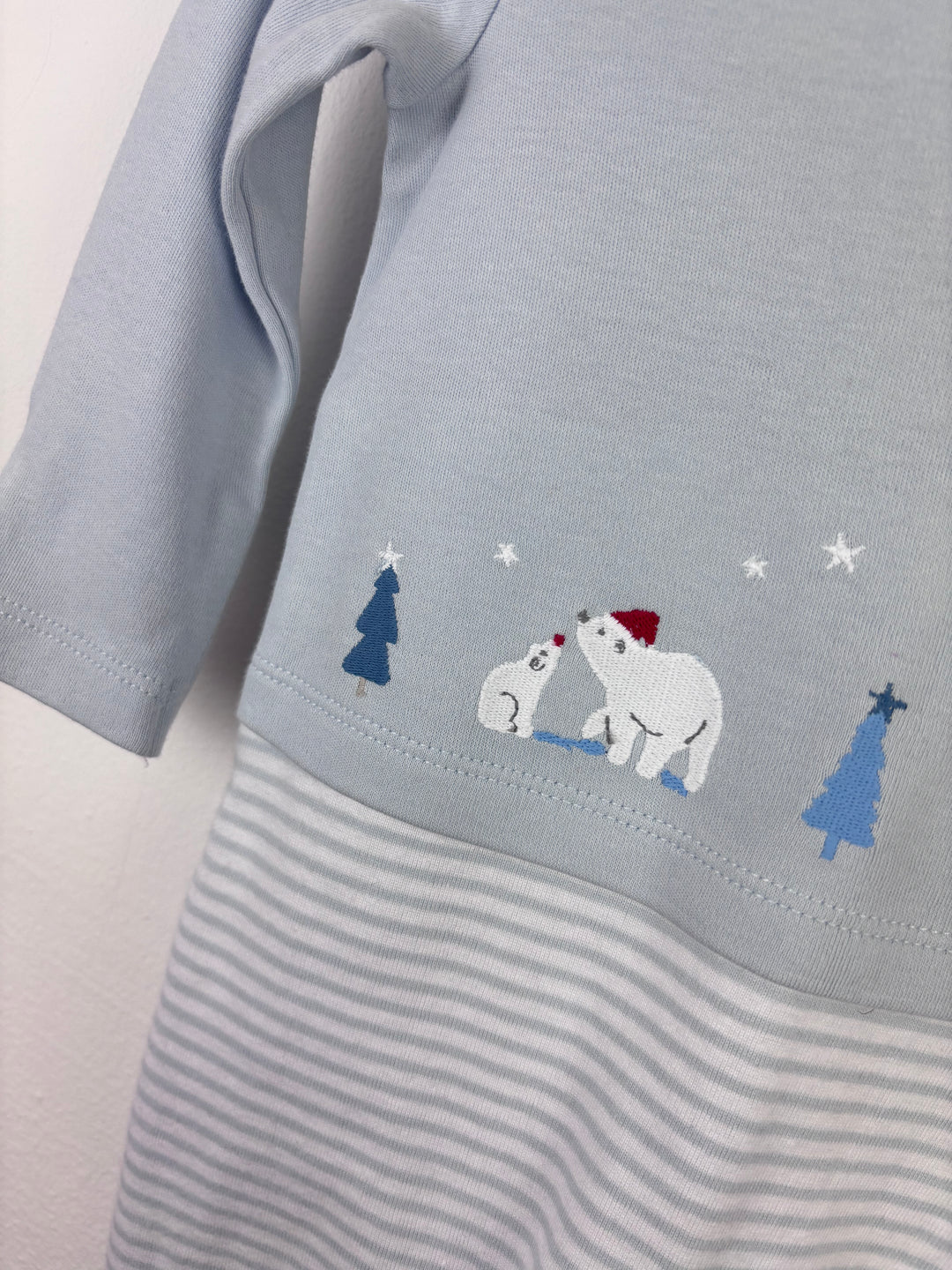 The Little White Company Blue Polar Bear Sleepsuit 3-6 Months-Rompers-Second Snuggle Preloved