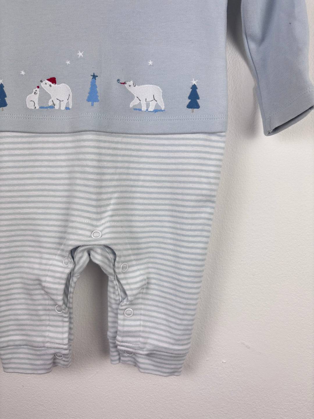 The Little White Company Blue Polar Bear Sleepsuit 3-6 Months-Rompers-Second Snuggle Preloved