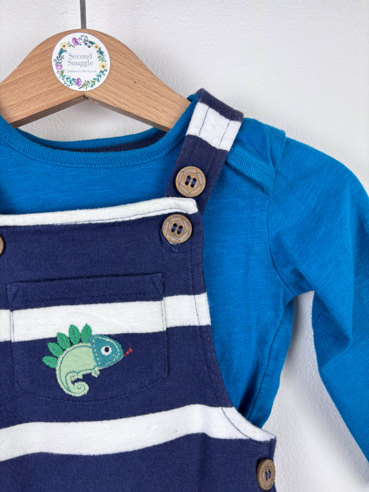 Mothercare Dinosaur Dungarees and Top Set 3-6 Months-Dungarees-Second Snuggle Preloved