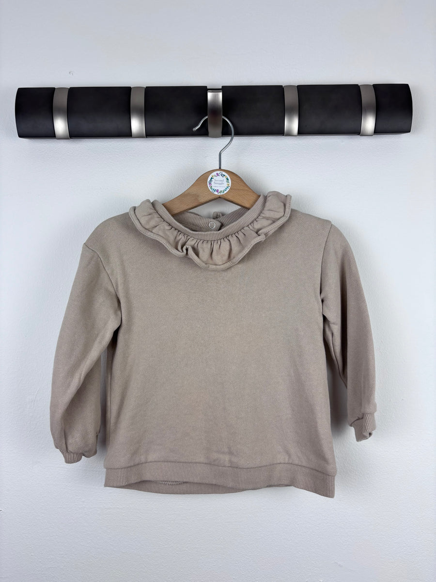 H&M Beige Frill Neck Sweatshirt 12-18 Months-Tops-Second Snuggle Preloved
