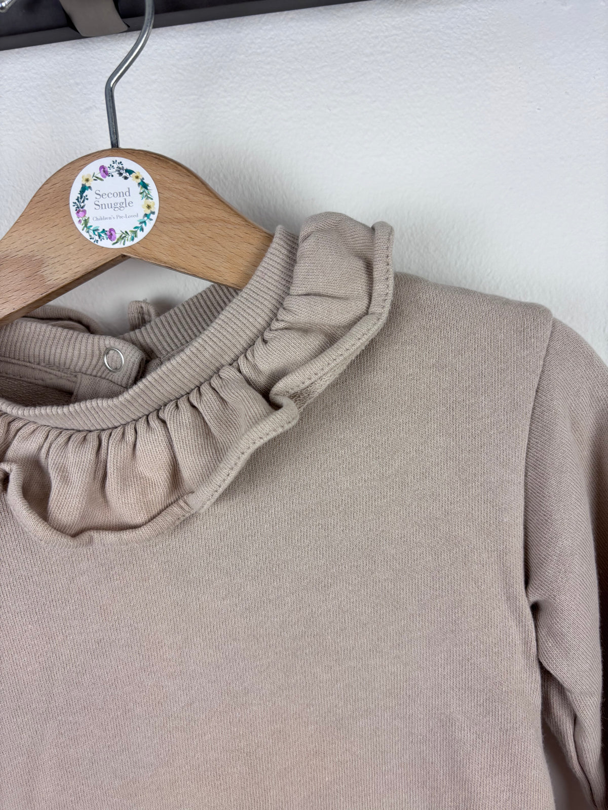 H&M Beige Frill Neck Sweatshirt 12-18 Months-Tops-Second Snuggle Preloved