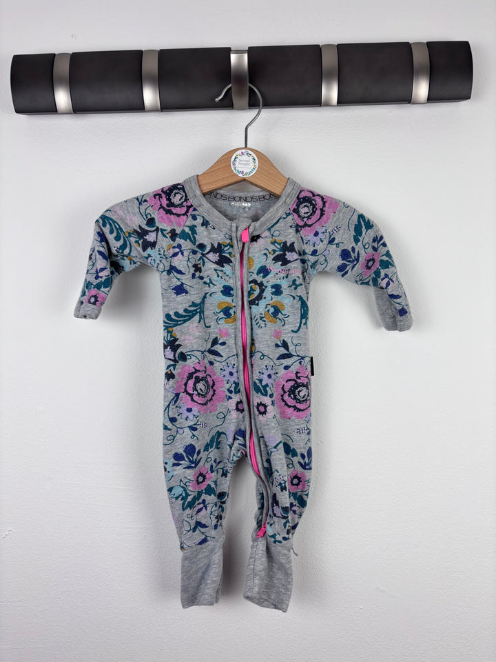 Bonds Floral Zip Sleepsuit Newborn-Sleepsuits-Second Snuggle Preloved
