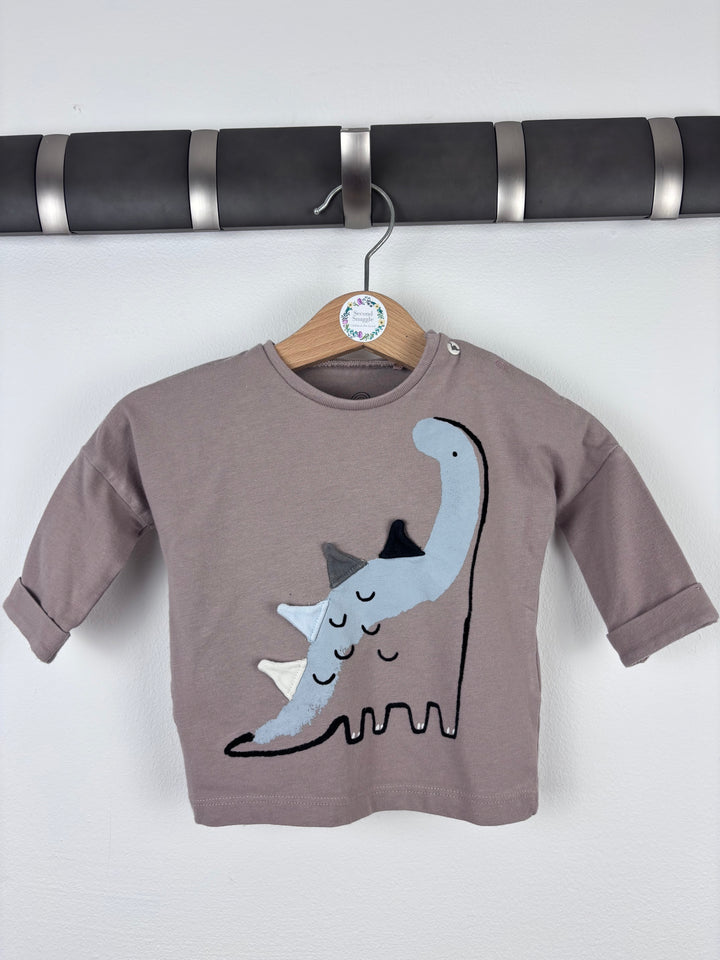Next Dinosaur Applique Long Sleeve Top Up To 3 Months-Tops-Second Snuggle Preloved