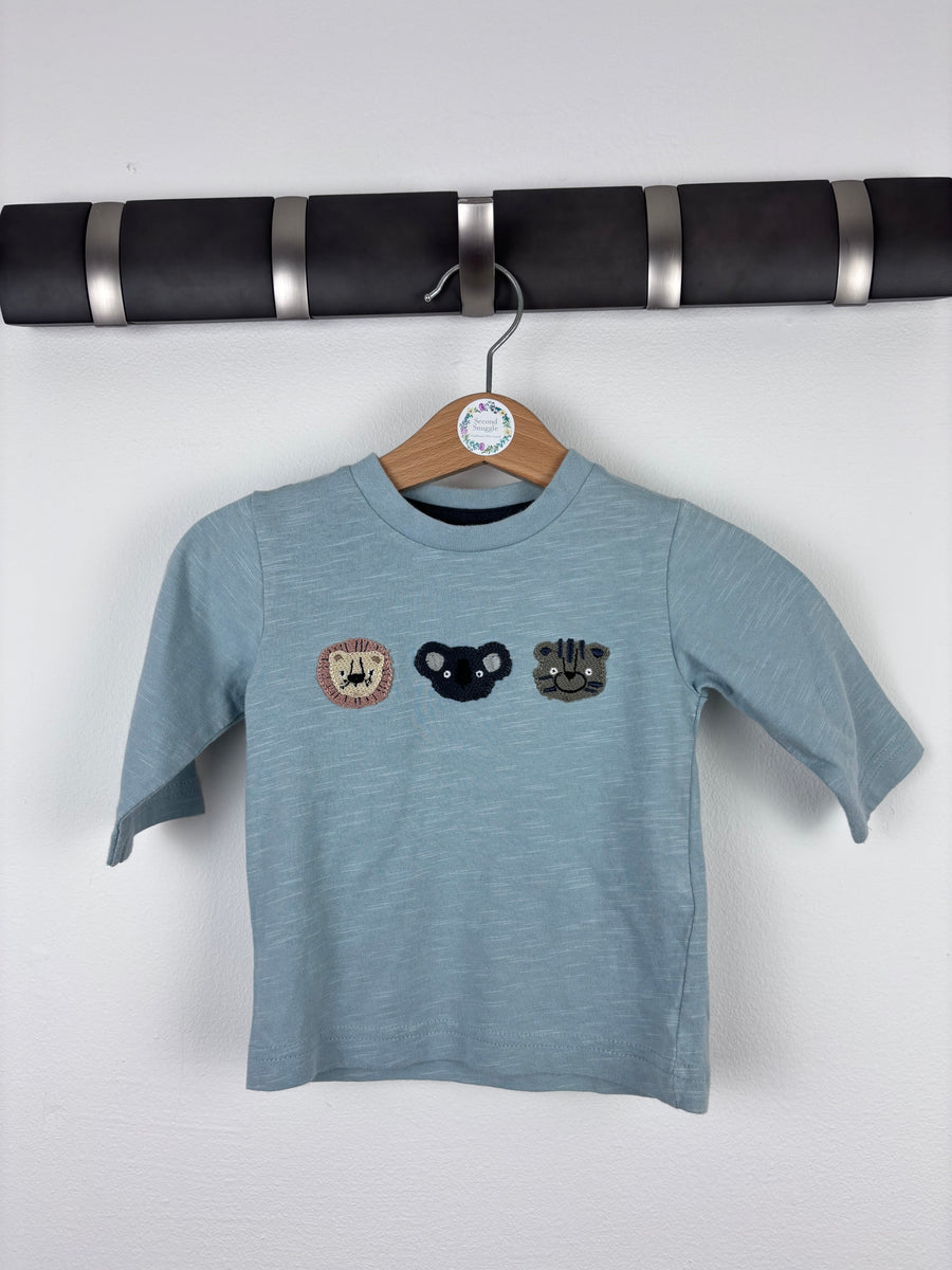 Next Animal Face Long Sleeve Top 3-6 Months-Tops-Second Snuggle Preloved
