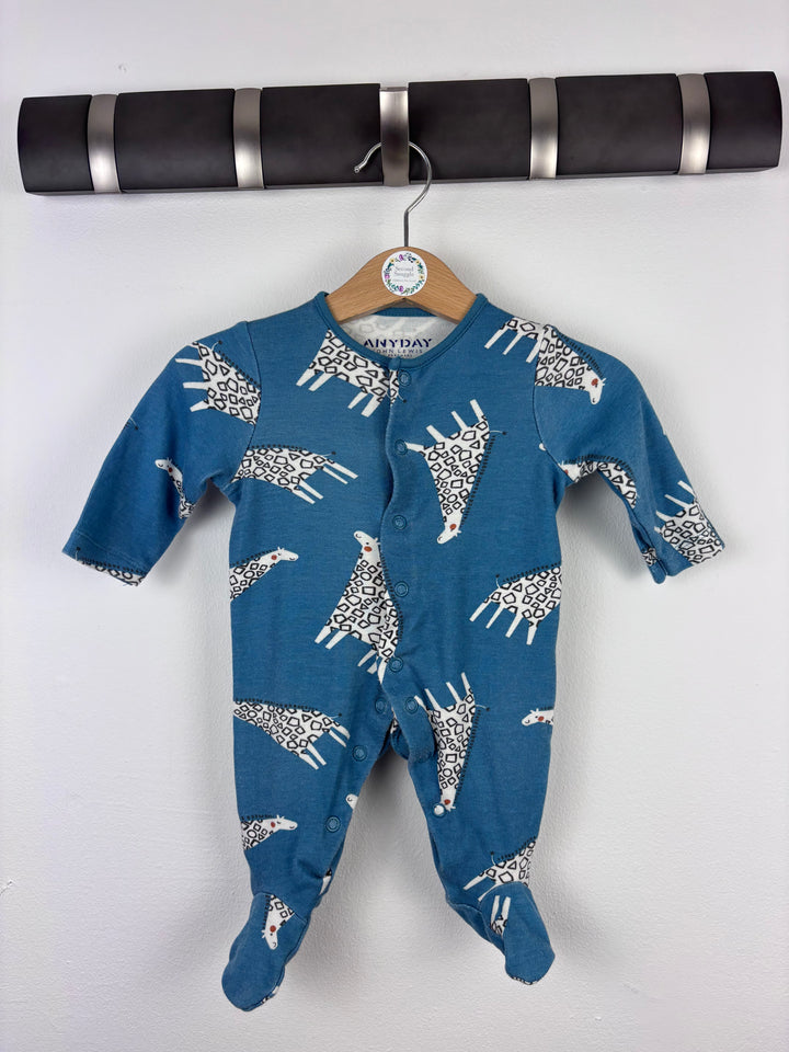 John Lewis Giraffe Print Sleepsuit Newborn-Sleepsuits-Second Snuggle Preloved