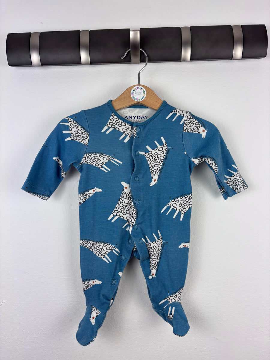 John Lewis Giraffe Print Sleepsuit Newborn-Sleepsuits-Second Snuggle Preloved