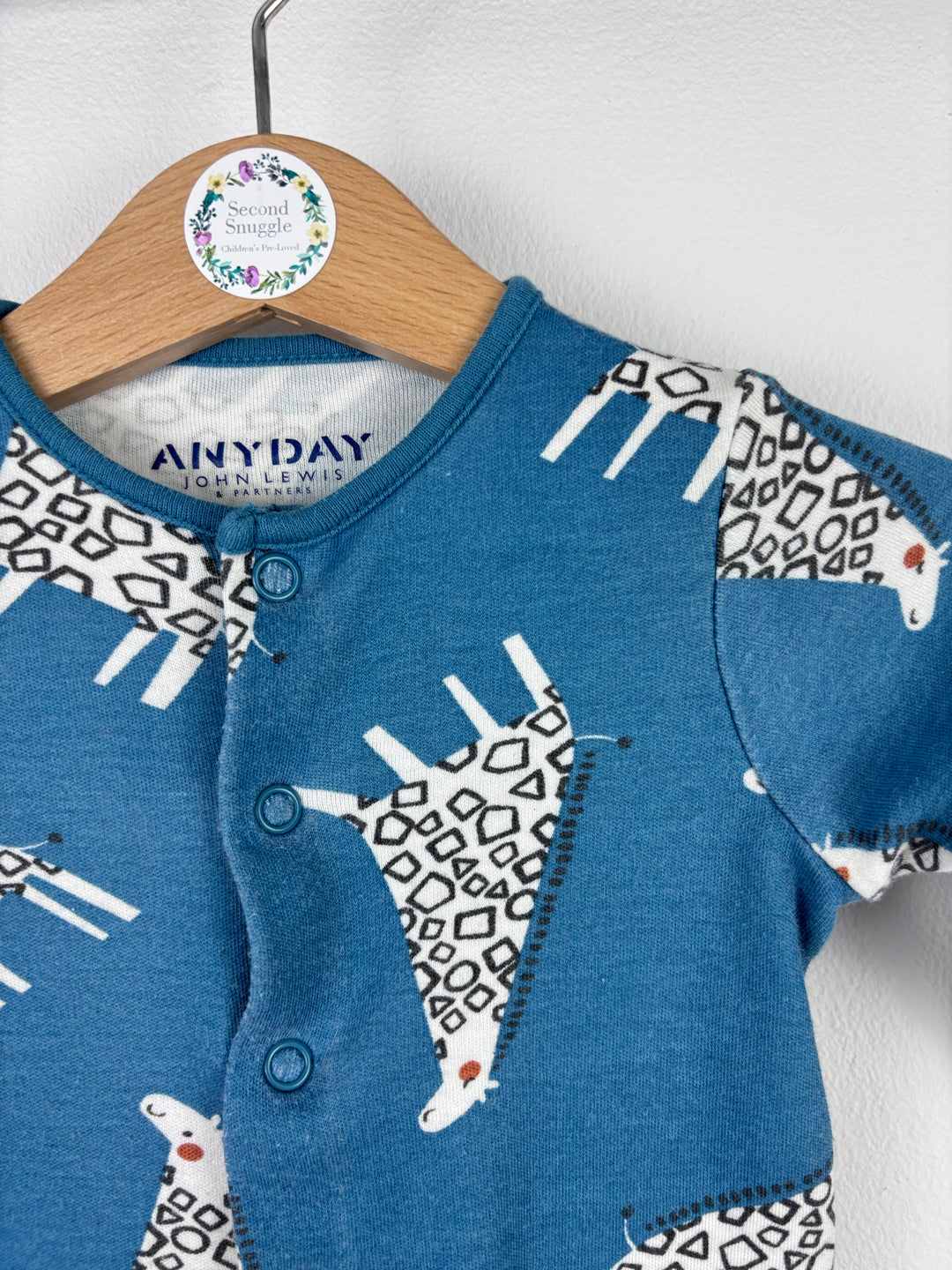 John Lewis Giraffe Print Sleepsuit Newborn-Sleepsuits-Second Snuggle Preloved